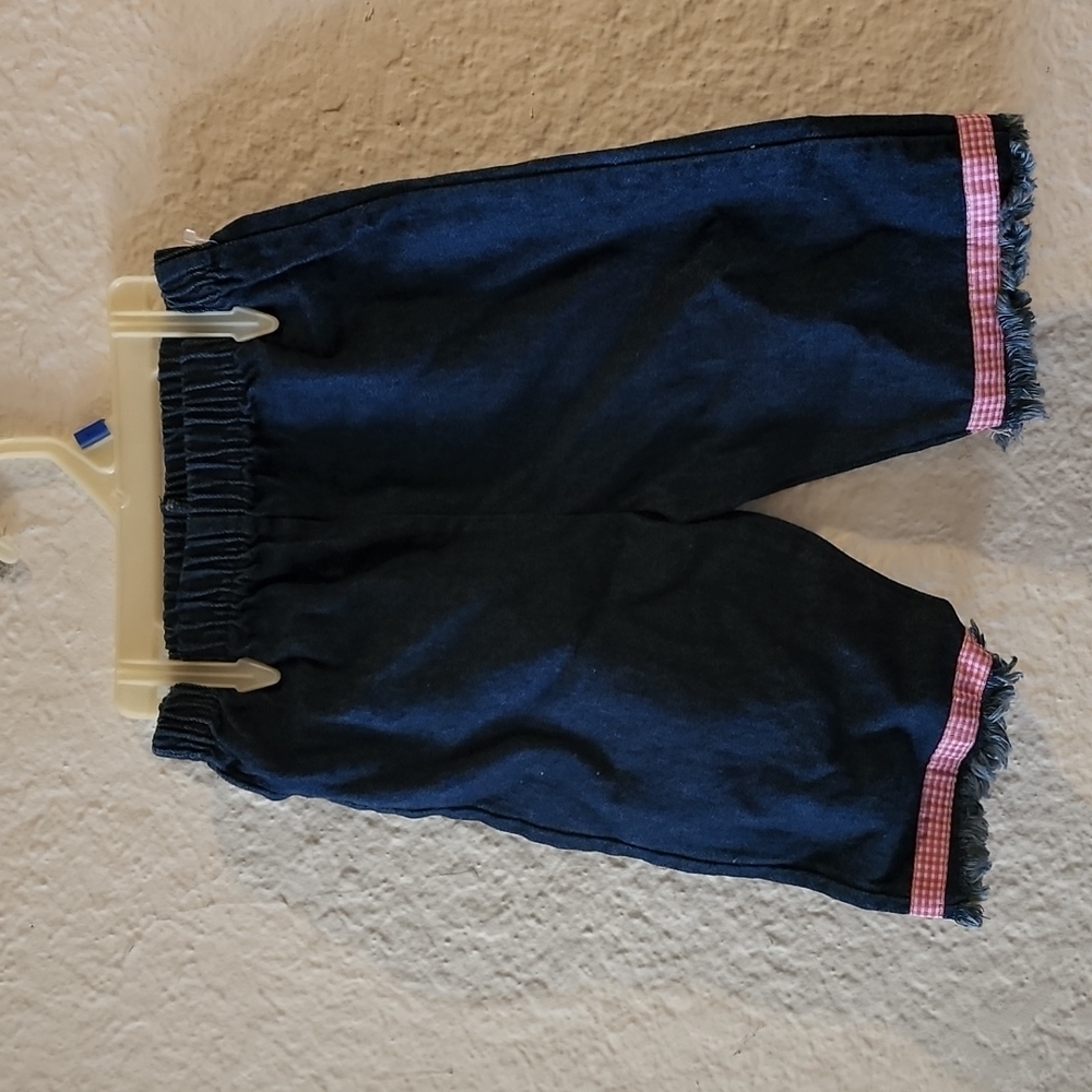 Basic Editions Denim  Capri jeans with Pink Gingham trim on leg